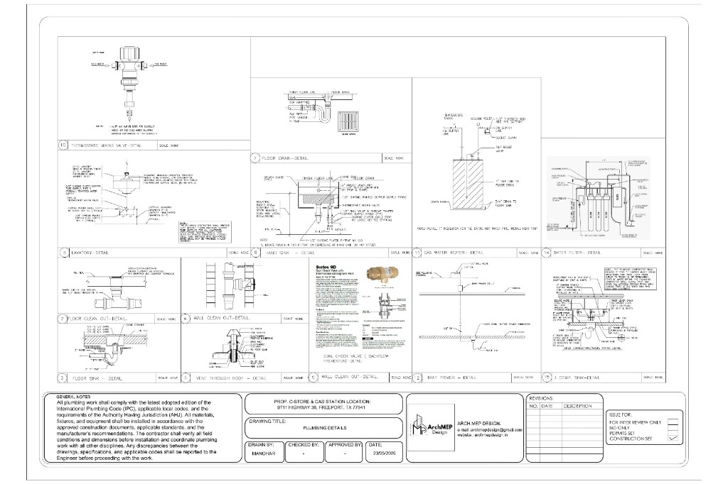 Plumbing Details sheet