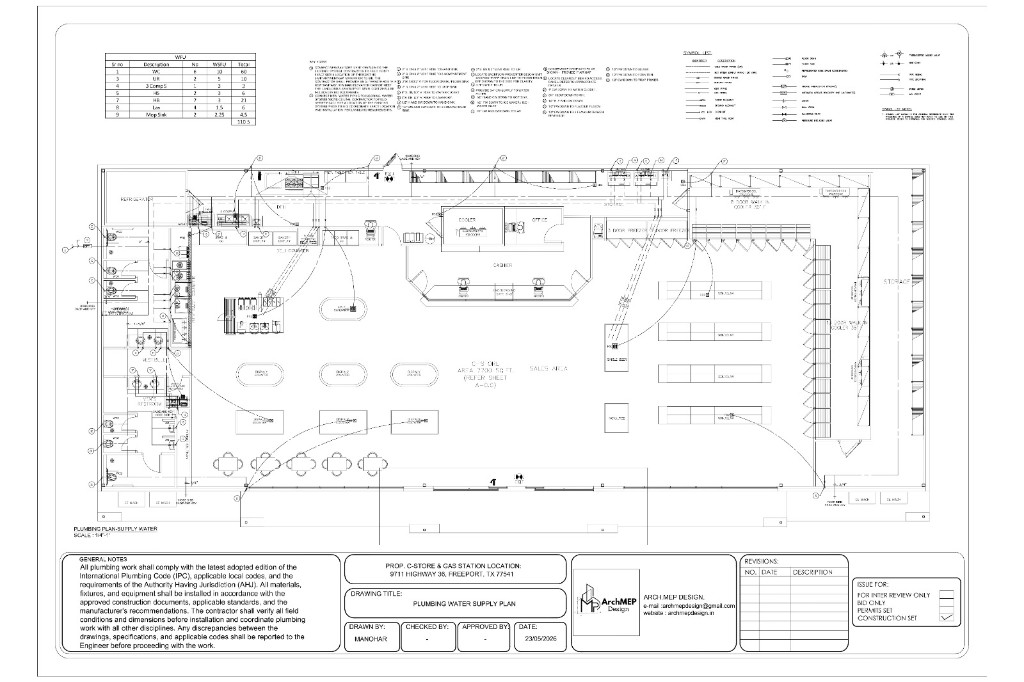 C-Store and Gas Station plumbing design